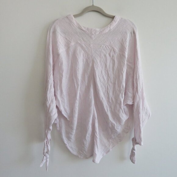 FREE PEOPLE Morning Dolman Tie Sleeve Gauzy Top in White Casual Boho Coastal M - Picture 11 of 14